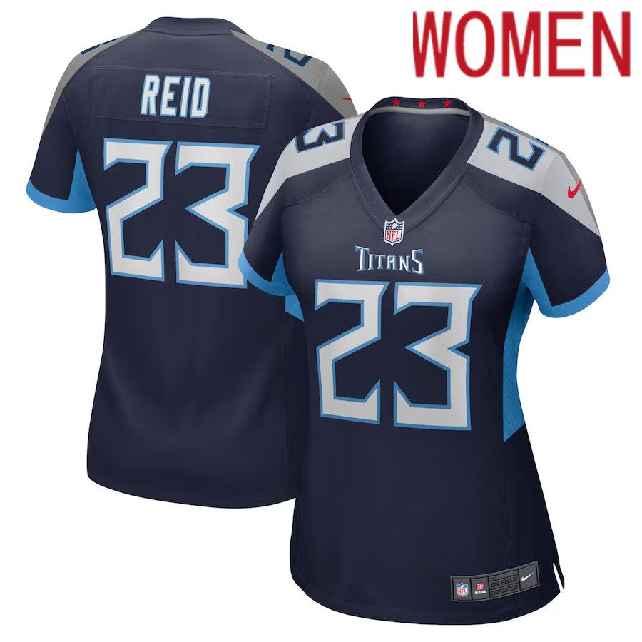 Women Tennessee Titans 23 John Reid Nike Navy Home Game Player NFL Jersey
